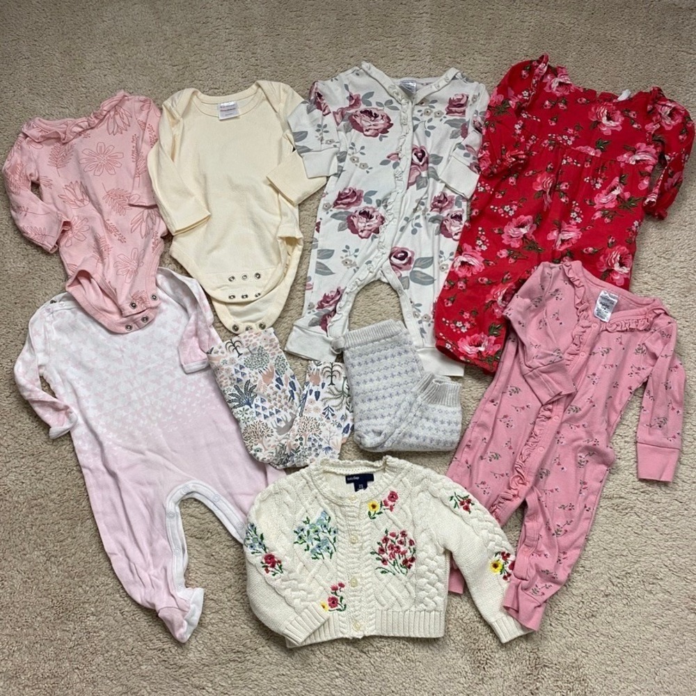 Baby Girl Clothing Bundle Lot 3-6M Pink Floral 9pc Spring Summer Girly Cute
